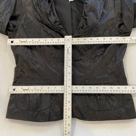 Joseph Ribkoff Crinkled Black Jacket Hooded Collar Size 10 Canada - Picture 13 of 16